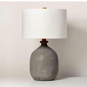Hearth & Hand with Magnolia Resin Table Lamp Gray w/LED Light Bulb - New in Box